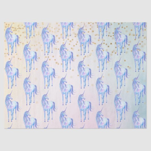 Unicorn Aqua Pink Gelbe Gefärbte Krawatte Confetti Seidenpapier (Vorderseite)