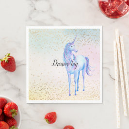 Unicorn Aqua Pink Gelbe Gefärbte Krawatte Confetti Serviette