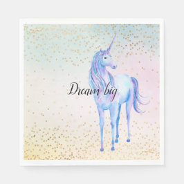Unicorn Aqua Pink Gelbe Gefärbte Krawatte Confetti Serviette
