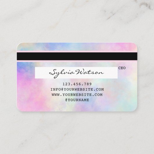 Unicorn Aquarell Kreditkarte Visitenkarte (Rückseite)