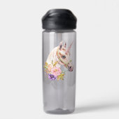 Unicorn Aquarellfarben Blume Wasserflasche hinzufü Trinkflasche (Rückseite)