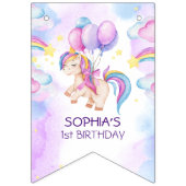 Unicorn-Aquarellgeburtstag Wimpelkette (Erste Fahne)