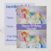 Unicorn Art Kinder Girls Birthday Einladung (Vorne/Hinten)