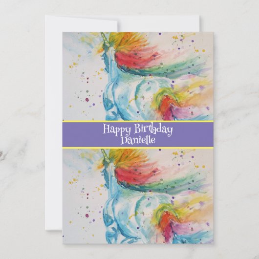 Unicorn Art Kinder Girls Birthday Einladung (Vorderseite)