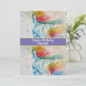 Unicorn Art Kinder Girls Birthday Einladung (Stehend Vorderseite)