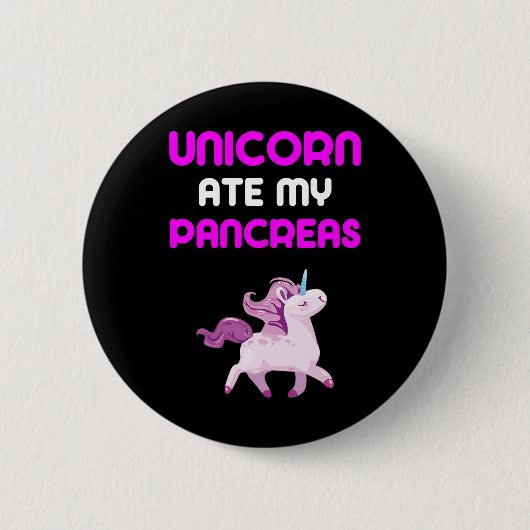 Unicorn Ate My Pankreas Fun Diabetes Mädchen Kinde Button (Vorderseite)