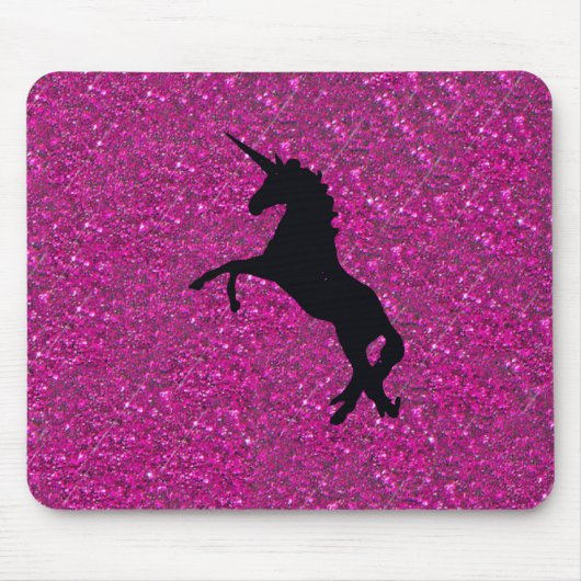 Unicorn auf rosa Glitter Mousepad (Vorne)