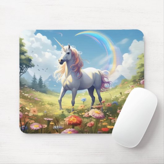 Unicorn auf Wiese Mousepad (Mit Mouse)