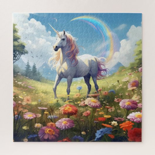 Unicorn auf Wiese Puzzle (Vertikal)