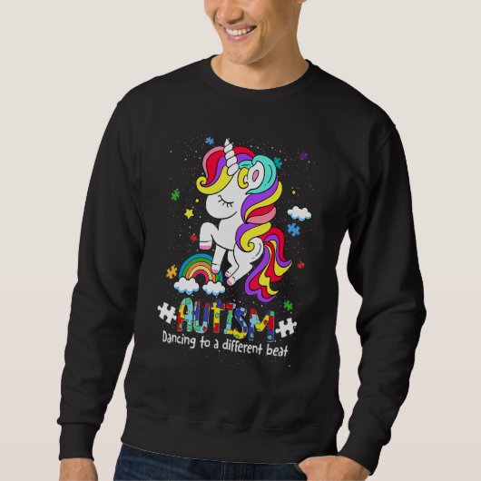 Unicorn Autism Dancing To be A Different Beat Girl Sweatshirt (Vorderseite)