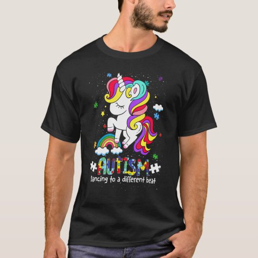 Unicorn Autism Dancing To be A Different Beat Girl T-Shirt (Vorderseite)