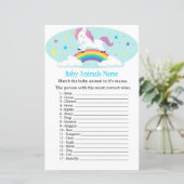 Unicorn Baby Animals Name Game (Stehend Vorderseite)