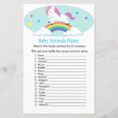 Unicorn Baby Animals Name Game (Vorderseite)