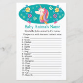 Unicorn Baby Animals Name Game (Vorderseite)