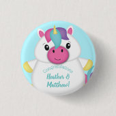 Unicorn Baby Dusche Aquamarin Button (Vorderseite)