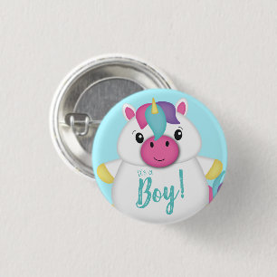 Unicorn Baby Dusche Aquamarin Button