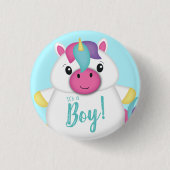 Unicorn Baby Dusche Aquamarin Button (Vorderseite)