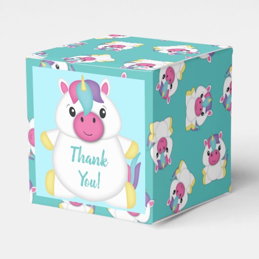Unicorn Baby Dusche Aquamarin Geschenkschachtel (Vorderseite)