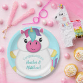 Unicorn Baby Dusche Aquamarin Pappteller (Party)