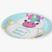 Unicorn Baby Dusche Aquamarin Pappteller (Schrägansicht)