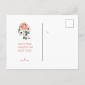 Unicorn Baby Dusche Pink Gold Floral Wasserfarbe Einladungspostkarte (Rückseite)