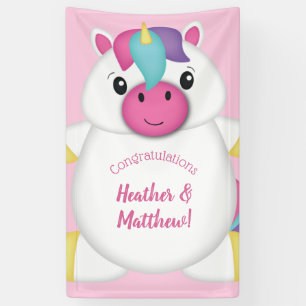 Unicorn Baby Dusche Rosa Banner