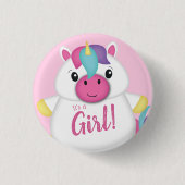 Unicorn Baby Dusche Rosa Button (Vorderseite)