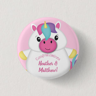 Unicorn Baby Dusche Rosa Button