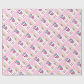 Unicorn Baby Dusche Rosa Geschenkpapier (Flach)