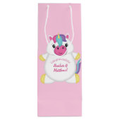 Unicorn Baby Dusche Rosa Geschenktüte Für Weinflaschen (Rückseite)