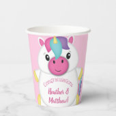 Unicorn Baby Dusche Rosa Pappbecher (Rückseite)