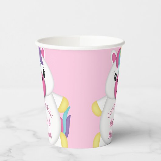 Unicorn Baby Dusche Rosa Pappbecher (Links)