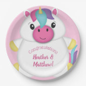 Unicorn Baby Dusche Rosa Pappteller (Vorderseite)
