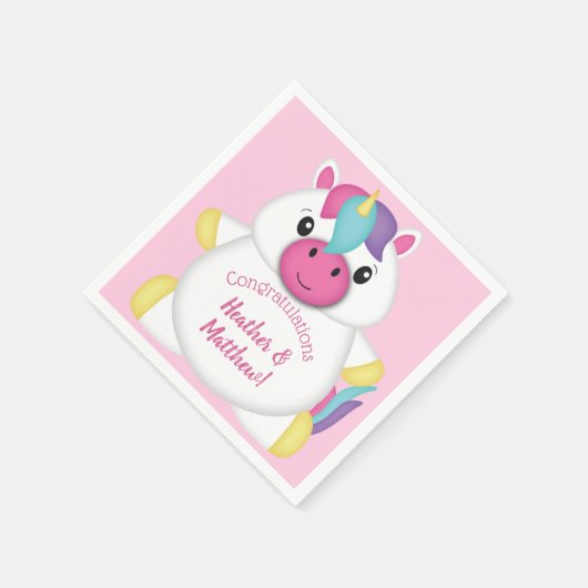 Unicorn Baby Dusche Rosa Serviette (Ecke)
