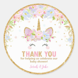 Unicorn Baby Dusche Vielen Dank für Ihre Unterstüt Runder Aufkleber