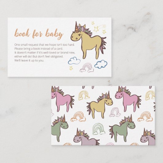 Unicorn Baby Duwer Gender Neutral Begleitkarte (Vorne/Hinten)