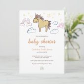 Unicorn Baby Duwer Gender Neutral Einladung (Stehend Vorderseite)