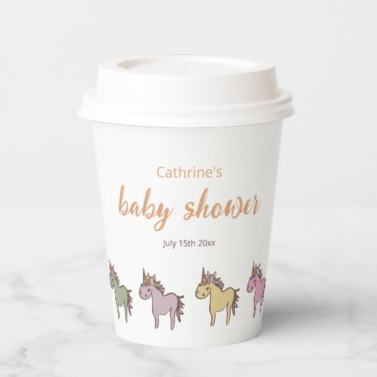 Unicorn Baby Duwer Gender Neutral Pappbecher (Links)