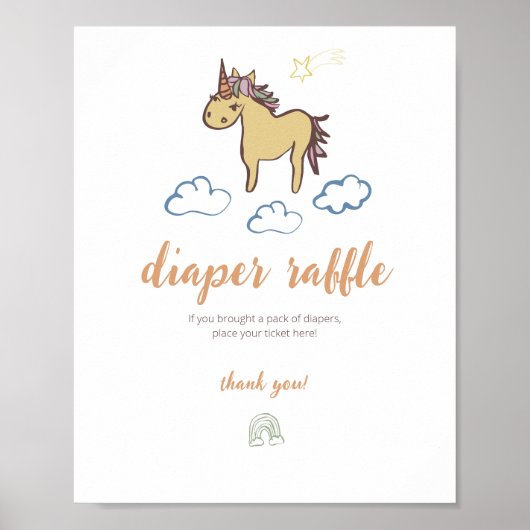 Unicorn Baby Duwer Gender Neutral Poster (Vorne)