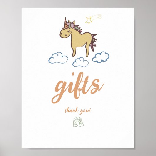 Unicorn Baby Duwer Gender Neutral Poster (Vorne)