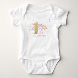 Unicorn Baby Girl Bodysuit One Piece 1st Birthday Strampler