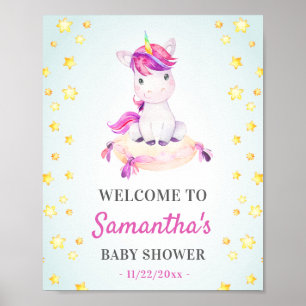 Unicorn Baby Girl Dusche Sprinkle Party Willkommen Poster