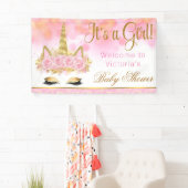 Unicorn Baby Shower Banner Pink Gold (Insitu)