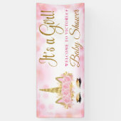 Unicorn Baby Shower Banner Pink und Gold Bokeh (Vertikal)