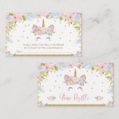 Unicorn Baby Shower Bow Raffle Headband Baby Girl Begleitkarte (Vorne/Hinten)