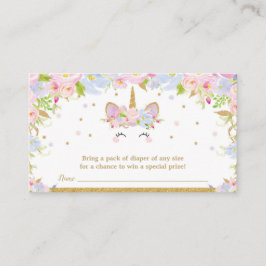 Unicorn Baby Shower Diaper Raffle Floral Baby Girl Begleitkarte
