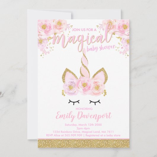 Unicorn Baby Shower Einladung Magical Baby Shower (Vorderseite)