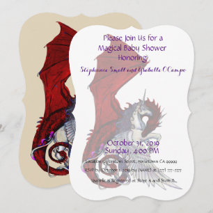 Unicorn Baby Shower Einladung Red Dragon