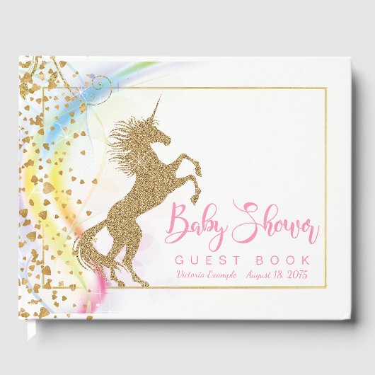 Unicorn Baby Shower Gästebuch (Vorderseite)