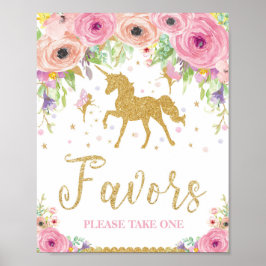 Unicorn Baby Shower Geburtstagsfavoriten Sign Fair Poster
